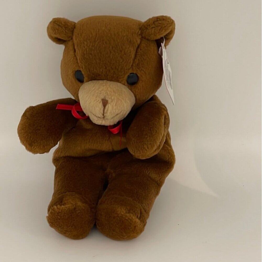 Gotta Getta Gund Half Pint Brown Teddy Bear Red Bow Bean Bag Bear #9048
